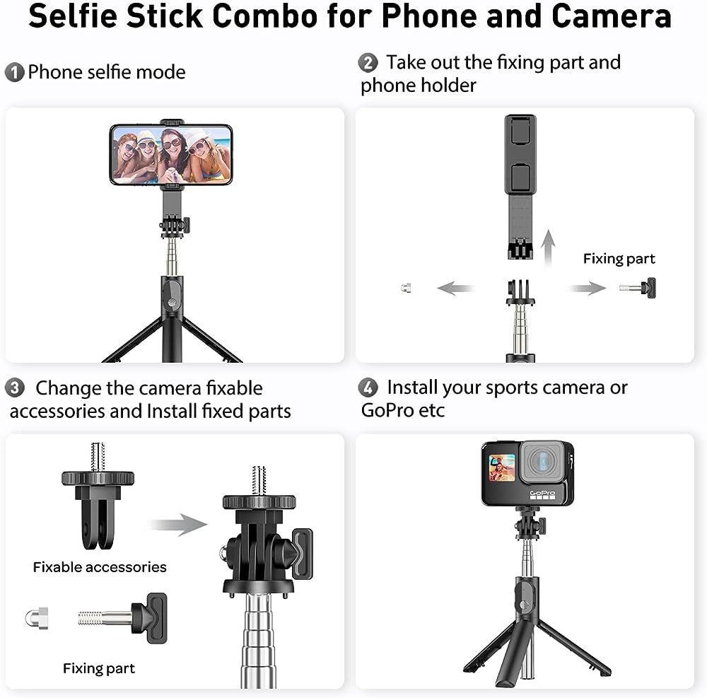 Moxom Extendable Selfie Stick With Wireless Remote And Tripod Stand - MX-SS08