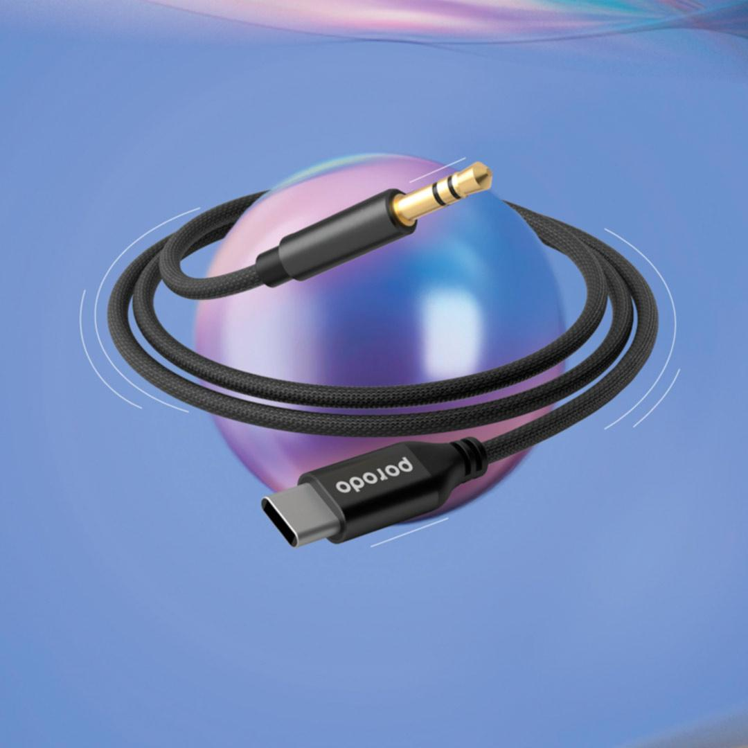 Porodo Braided Aluminum Type-C to 3.5mm AUX Cable 1.2M